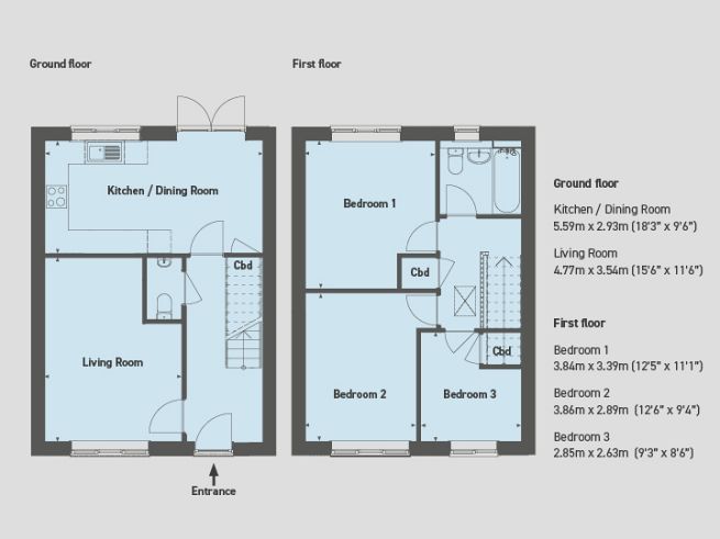 Floor plan, 3 bedroom house - artist's impression subject to change